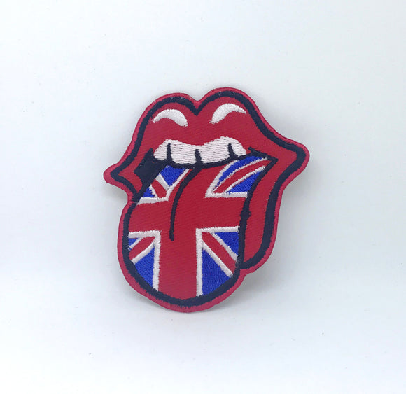 Rolling Stone Tongue Union Jack Iron on Sew on Embroidered Patch - Fun Patches