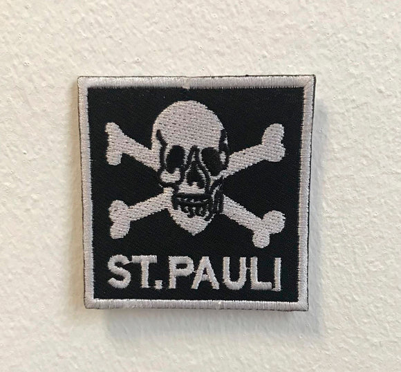 ST Pauli Skull Crossbone Art Badge Clothes Iron on Sew on Embroidered Patch - Fun Patches