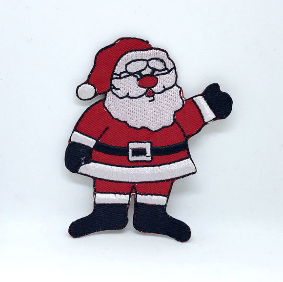 Santa Claus Waving Christmas Xmas Cartoon Iron on Embroidered Patch - Fun Patches