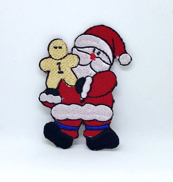Santa Claus gingerbread Christmas Iron on Embroidered Patch - Fun Patches