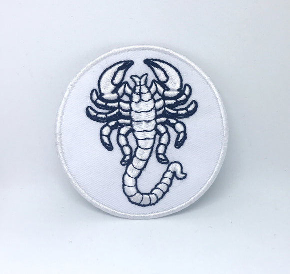 Scorpion Biker Iron Sew On Jacket Jeans Black White Embroidered patch - Fun Patches