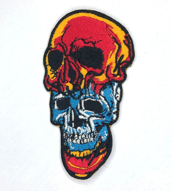 Skull Ice and Fire Clothing Jacket Shirt Iron on Sew on Embroidered Patch