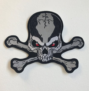 Skull Crossbone Rider Large Biker Jacket Back Sew On Embroidered Patch - Fun Patches