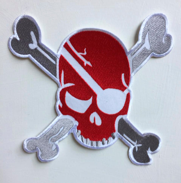 Pirate Skull crossbone Art Badge Iron or sew on Embroidered Patch - Fun Patches