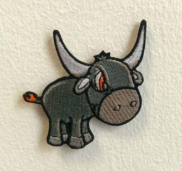 Cute Bull Calf Small Art Badge Iron on Sew on Embroidered Patch - Fun Patches