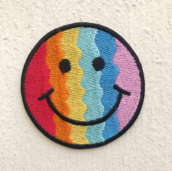Cute Smiley colourful Iron on Sew on Embroidered Patch - Fun Patches