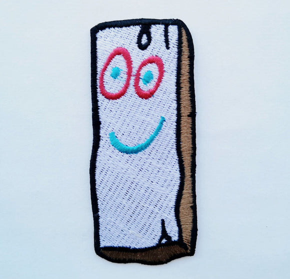 Smiley paper bag clothing jacket shirt badge Iron on Sew on Embroidered Patch