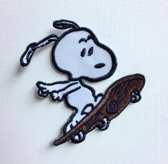 Snoopy dog skate boarding animated cartoon Art Badge Iron or sew on Embroidered Patch - Fun Patches