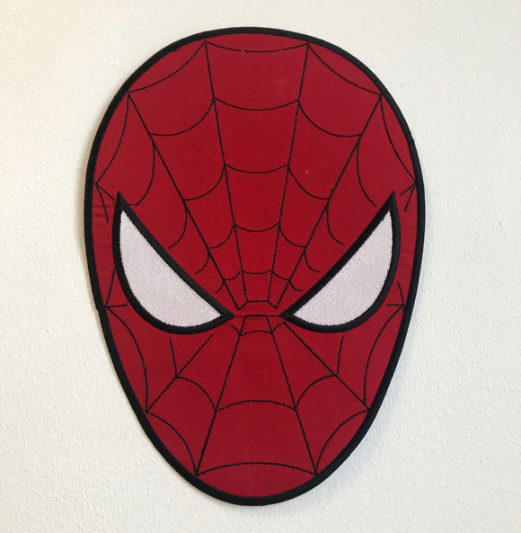 Spiderman Face Large Biker Jacket Back Sew On Embroidered Patch - Fun Patches
