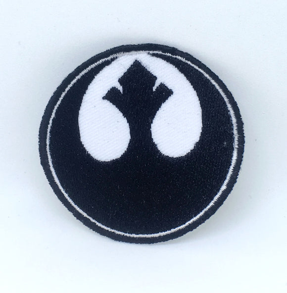 STAR WARS Movies Iron or Sew on Embroidered Patches - Rebel Alliance Black with White Background - Fun Patches