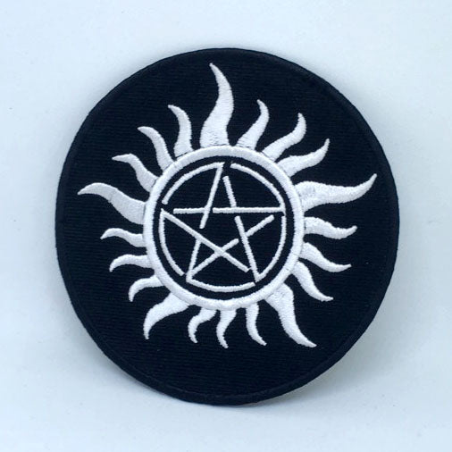 Anti Possession Symbol Iron on Sew on Embroidered Patch - Fun Patches