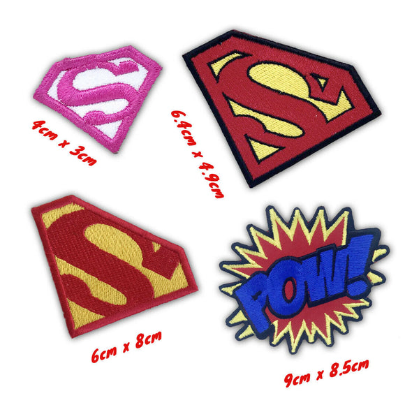 Superman Movies Cartoon uniform badges Iron or Sew on Embroidered Patch set of 4