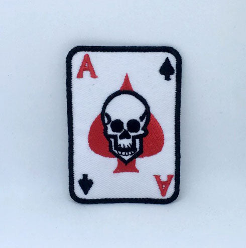 The Ace of Spade Skull Card Iron on Sew on Embroidered Patch - Fun Patches