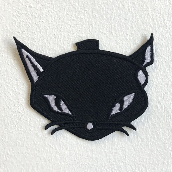 Cute little Black Cat Face Iron Sew on Embroidered Patch - Fun Patches