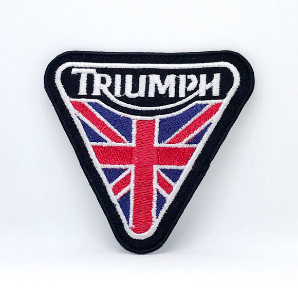 Triumph With Union Jack Black Flag Iron Sew on Embroidered Patch
