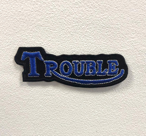 Trouble Art Badge Clothes Black Iron on Sew on Embroidered Patch appliqué