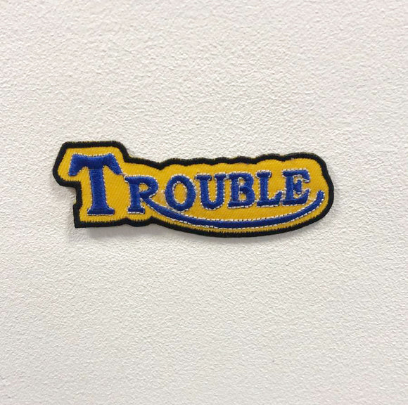 Trouble Art Badge Clothes Yellow Iron on Sew on Embroidered Patch appliqué