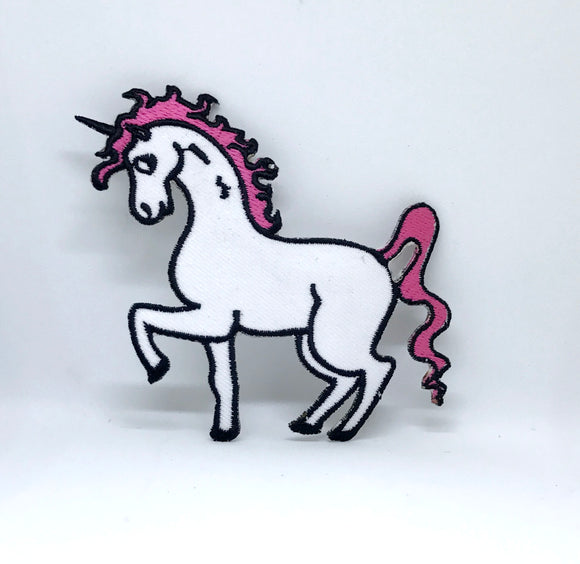 Cute Unicorn Pink White Iron on Sew on Embroidered Patch - Fun Patches