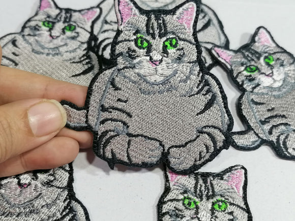 Animal embroidered pet cats  Iron/Sew on Patches - Tabby Cat