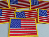 American Flag USA Iron on embroidered patch - Yellow Border