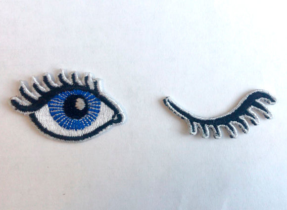 Wink eye set cool badge Iron on Sew on Embroidered Patch
