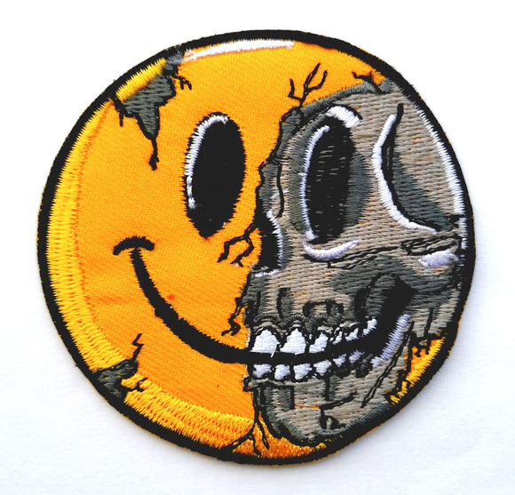 Yellow Skull biker rider jacket shirt badge Iron on Sew on Embroidered Patch