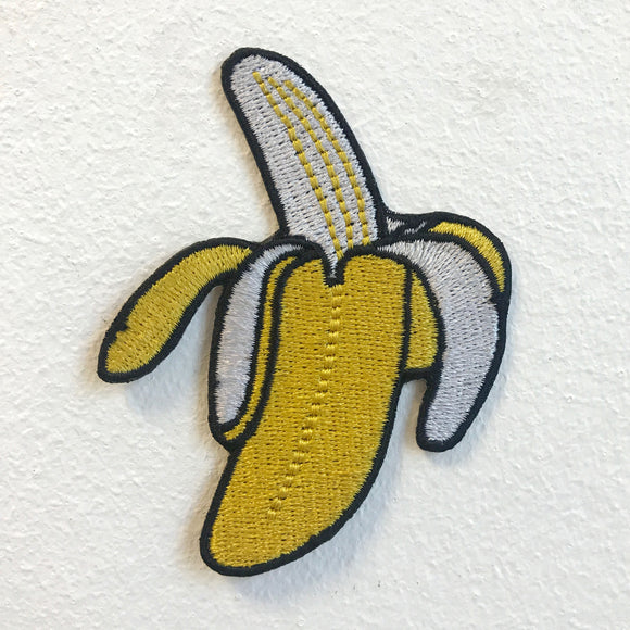 Half Peeled Banana Funny Banana Iron on Sew on Embroidered Patch - Fun Patches