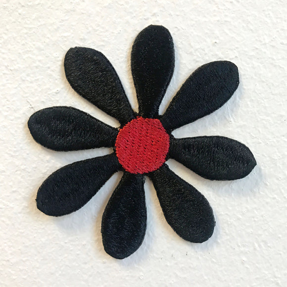 Cute Black Flower Daisy Flower Iron on Sew on Embroidered Patch - Fun Patches
