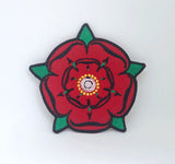 White, Black and Red Yorkshire Rose iron on sew on Embroidered Patch