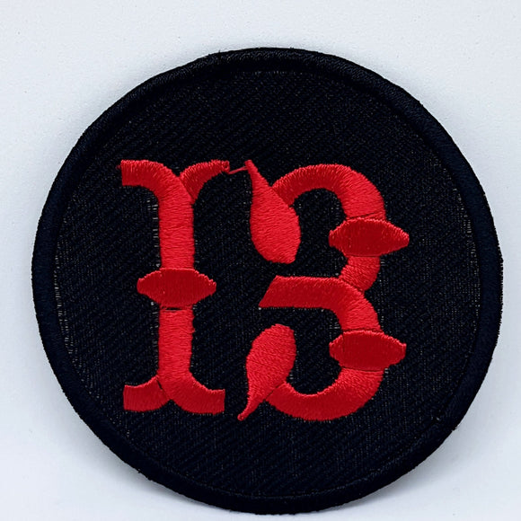 Lucky 13, 8 Ball Vintage Biker Red Iron Sew on Embroidered Patch - Fun Patches