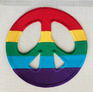 Peace logo colourful with rainbow colour large Iron on Sew on Embroidered Patch - Fun Patches