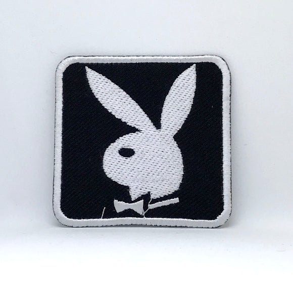 Playboy Bunny Black & White Iron Sew on Embroidered Patch Badge Logo - Fun Patches