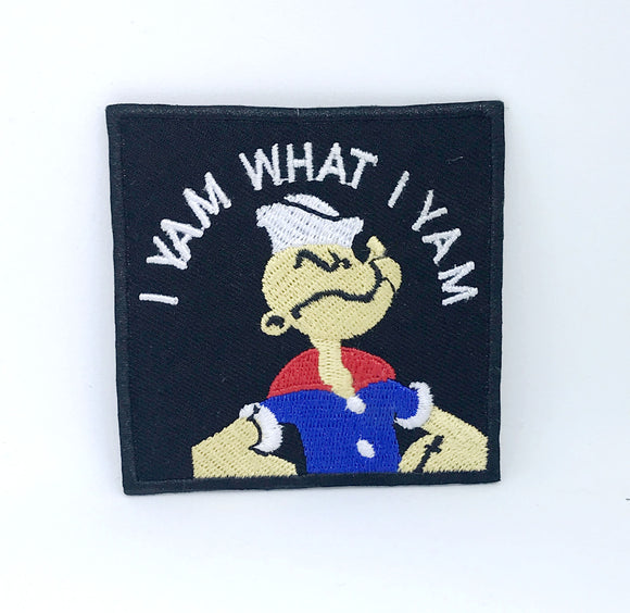 Popeye Cartoon I Yam What I Yam Iron on Sew on Embroidered Patch - Fun Patches
