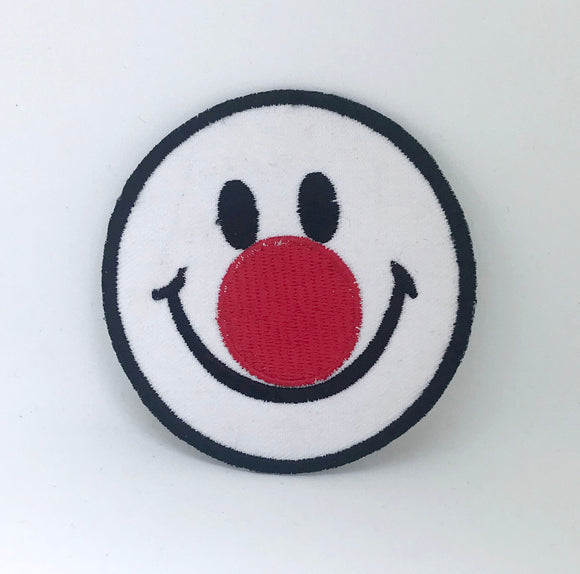 Smiley Face Red nose Iron on sew on Embroidered patch - Fun Patches