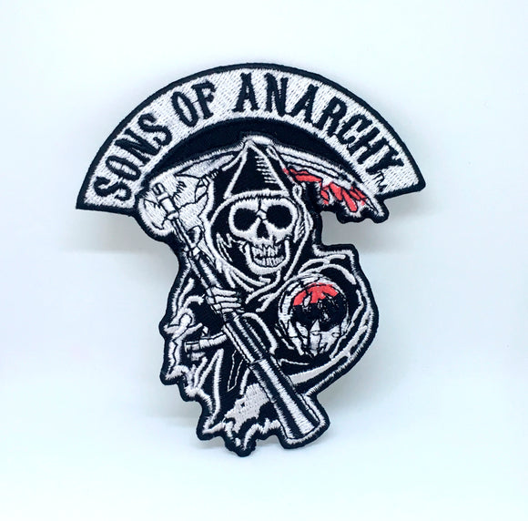 Sons of Anarchy Skull Biker Jacket Iron on Sew on Embroidered Patch - Fun Patches
