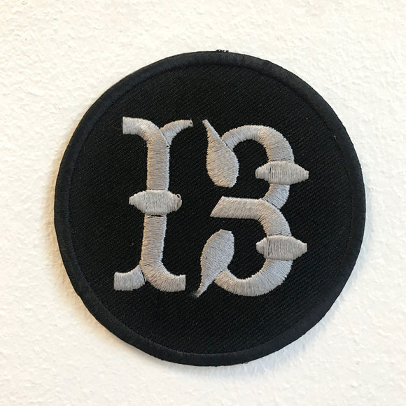 Lucky 13, 8 Ball Vintage Motorcycle Iron Sew on Embroidered Patch - Fun Patches